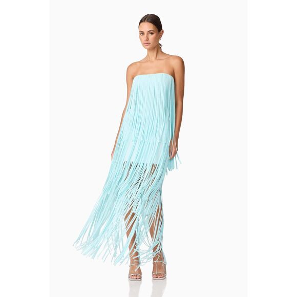 ELLIATT Alya Tiered Maxi Dress in Blue Cocktail Party Cocktail Dress size S NWT - Picture 2 of 7